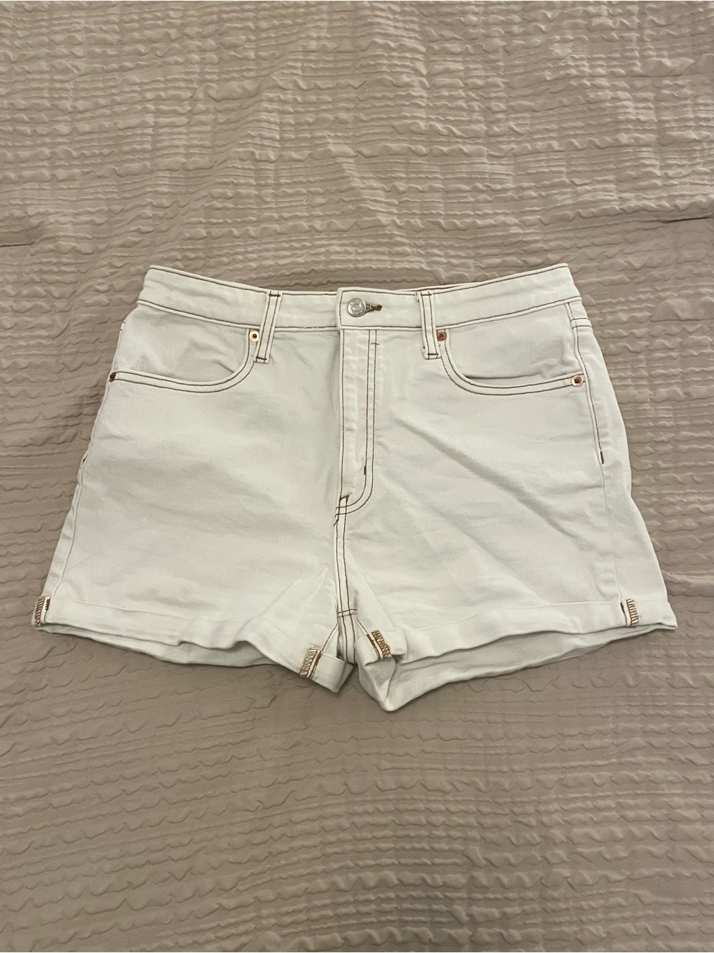 White High-Waist Denim Shorts - wild fable